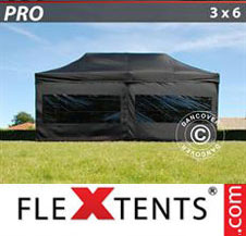 Pop up Canopy FleXtents PRO 3x6 m Black, incl. 6 sidewalls