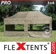 Pop up Canopy FleXtents PRO 3x6 m Camouflage/Military, incl. 6 sidewalls