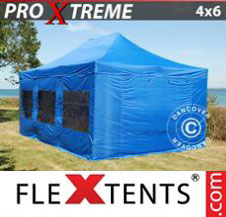 Pop up Canopy FleXtents Pro Xtreme 4x6 m Blue, incl. 8 sidewalls